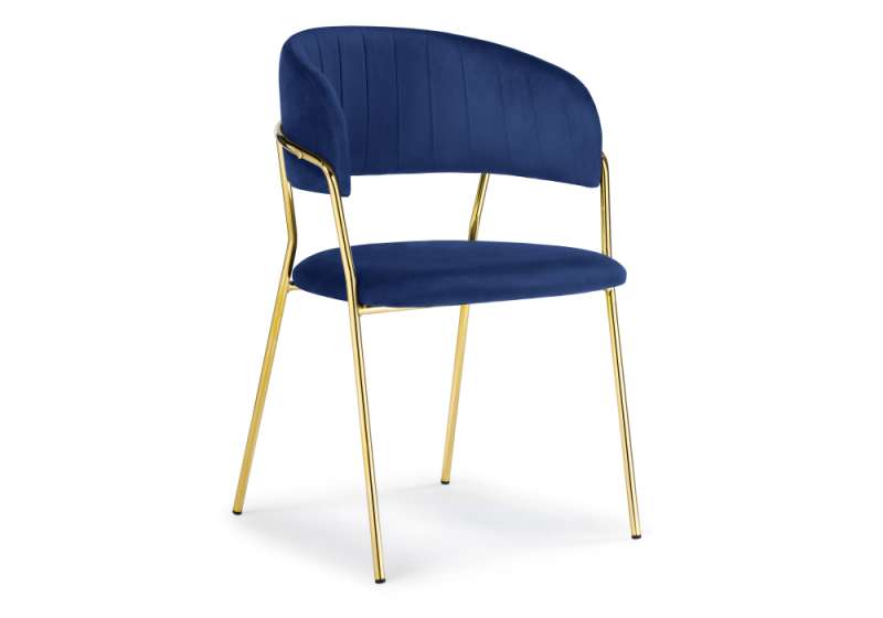 Стул на металлокаркасе Kamelia dark blue / gold (57x54x83). 