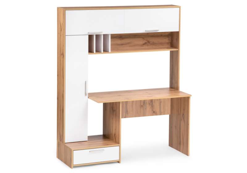 Компьютерный стол Лайт 03.243 150х57х180 дуб золотой (craft) / белый премиум (57x180). 